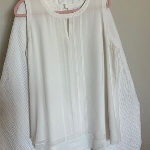 CAbi Cream Sleeveless Blouse